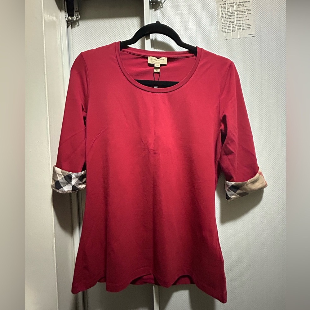 Burberry Three-Quarter Check Sleeve Top